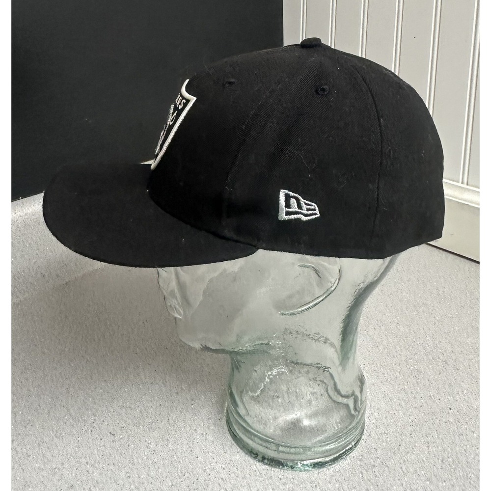 NEW ERA 59FIFTY FITTED HAT CAP NFL LAS VEGAS RAIDERS BLACK/SILVER ADULT SZ 7 1/2 - Picture 2 of 6